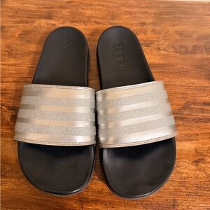 Adidas Black and Silver Slide Sandals